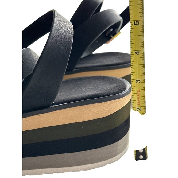 MUK LUKS Sandal Groove Time Platform Black White Green Ankle Straps Size 11 - Picture 6 of 7